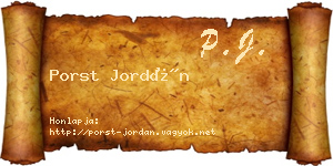 Porst Jordán névjegykártya
